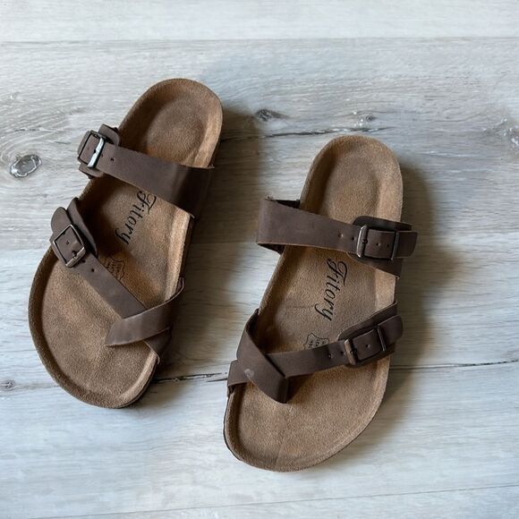FITORY Women's Slide Sandals with Soft Cork Footbed Size 6 in brown NWT - Picture 11 of 11